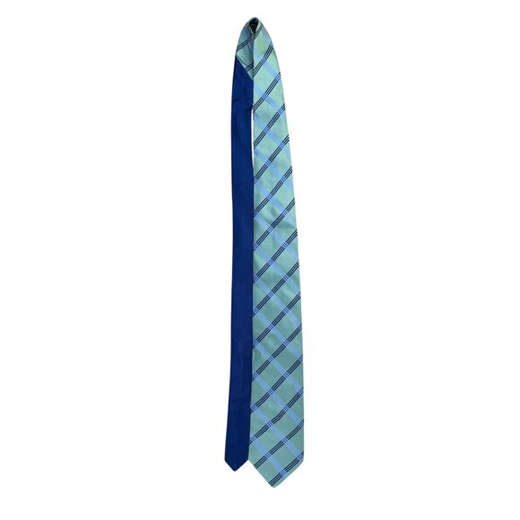 Tommy Hilfiger Mens Green & Blue Silk Plaid Necktie Adjustable Long Businesswear - Picture 5 of 8
